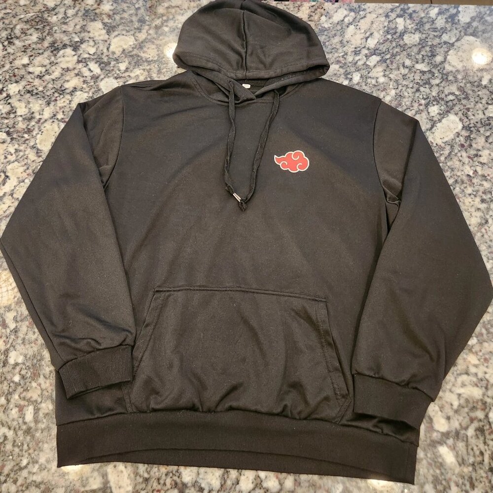 Black Akatsuki hoodie Size XXL red clouds from the Naruto Shippuden anime EUC